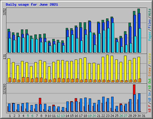 Daily usage for June 2021