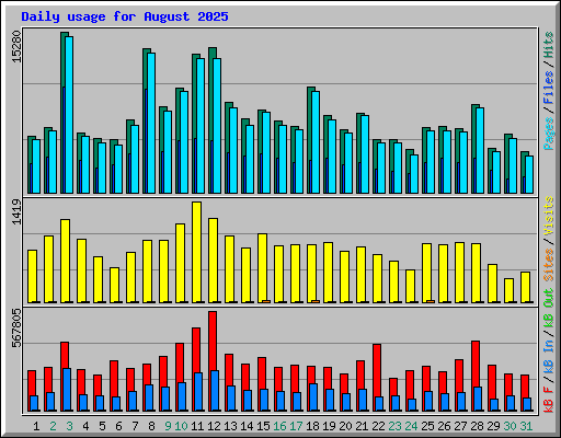 Daily usage for August 2025