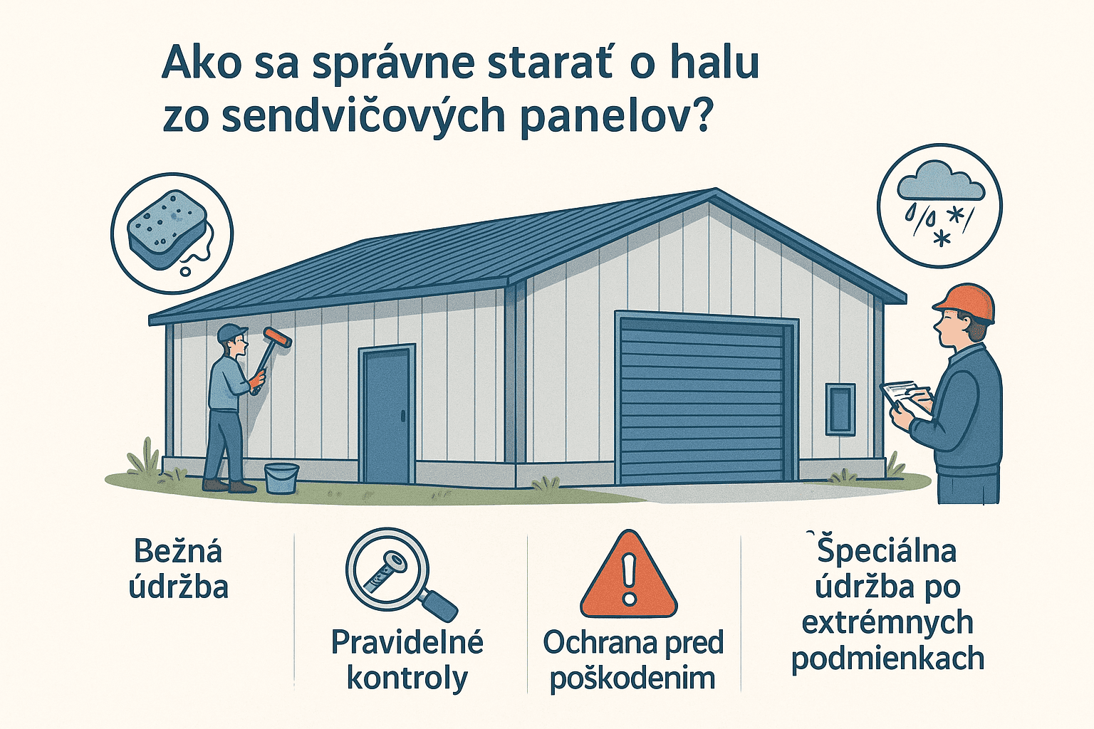 Údržba montovanej haly zo sendvičových panelov – kontrola a čistenie povrchov